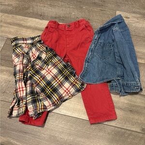 Red Pants and Plaid Shirt Set